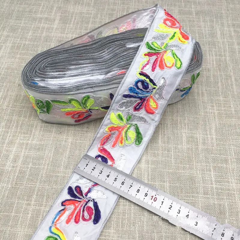 1 ярд полиэстер Цветочная кружевная отделка лента ткань вышитая аппликация
