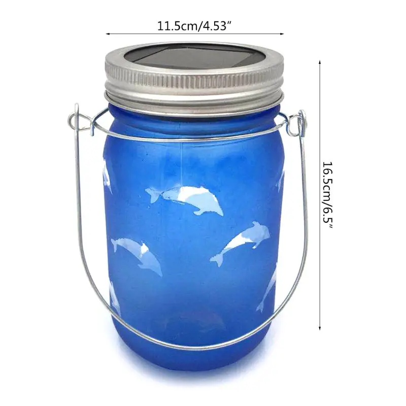 Стеклянный подвесной светильник в виде дельфина на солнечной батарее