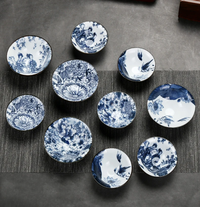 Синие и белые фарфоровые чайные чашки антимасштабируемые Ретро для чая кунг-фу