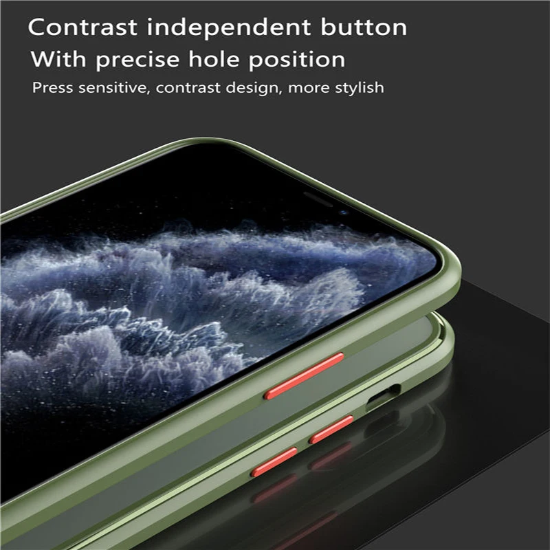 Для iPhone 11 Pro Max 6 6s 7 8 Plus X Xs Max чехол для телефона силиконовый край и твердая задняя крышка прозрачный противоударный скраб корпус