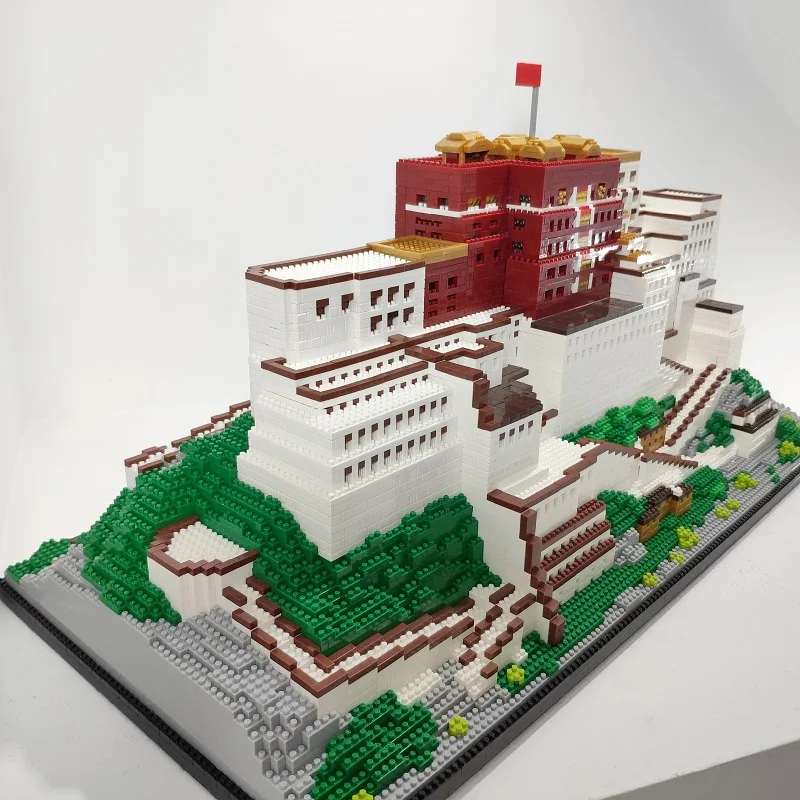 

PZX 9922 World Architecture Tibet Lhasa Potala Palace 3D Model DIY Mini Diamond Blocks Bricks Building Toy for Children no Box