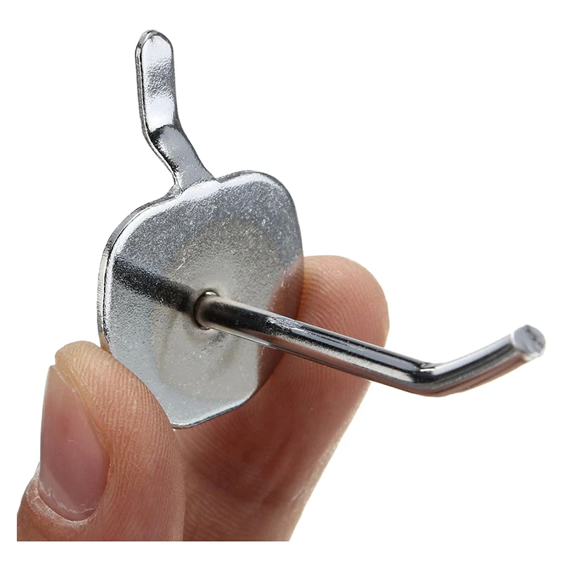 

50 Pcs Pack of 2" Universal Pegboard Single Hole Hooks Chrome Home Kitchen Tools Silver