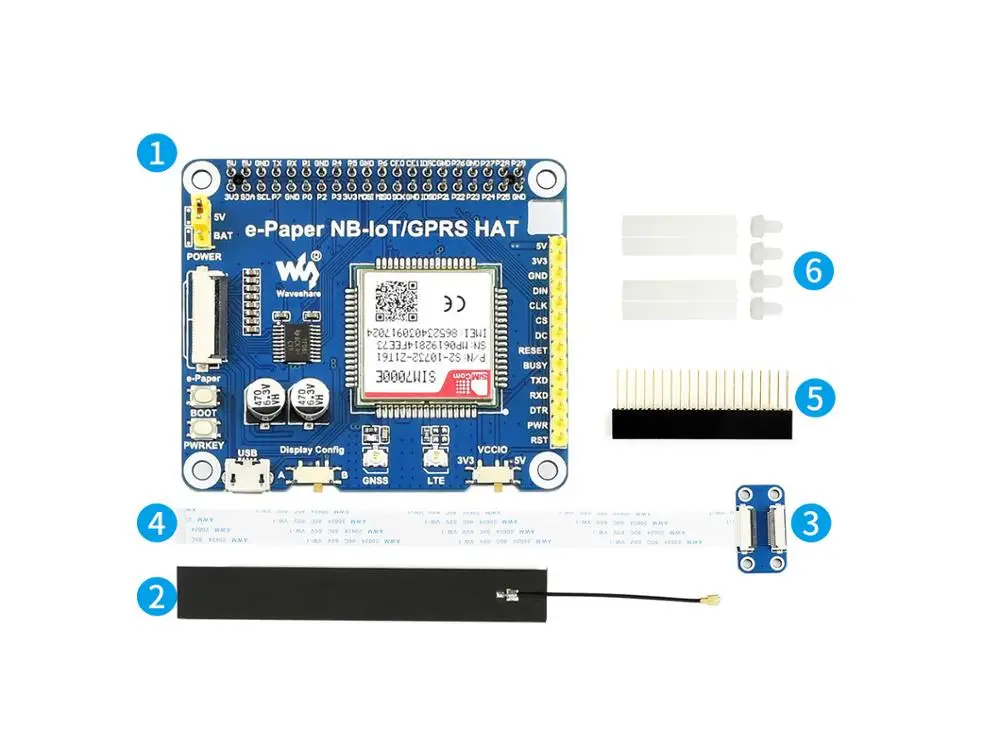 Waveshare e Paper IoT Driver HAT для Raspberry Pi поддерживает NB IoT/eMTC/GPRS|Демонстрационные стенды| |