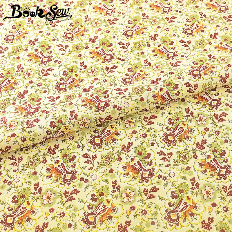 Booksew Высокое качество 100% хлопок поплин Ткань с цветочным принтом тела стеганая