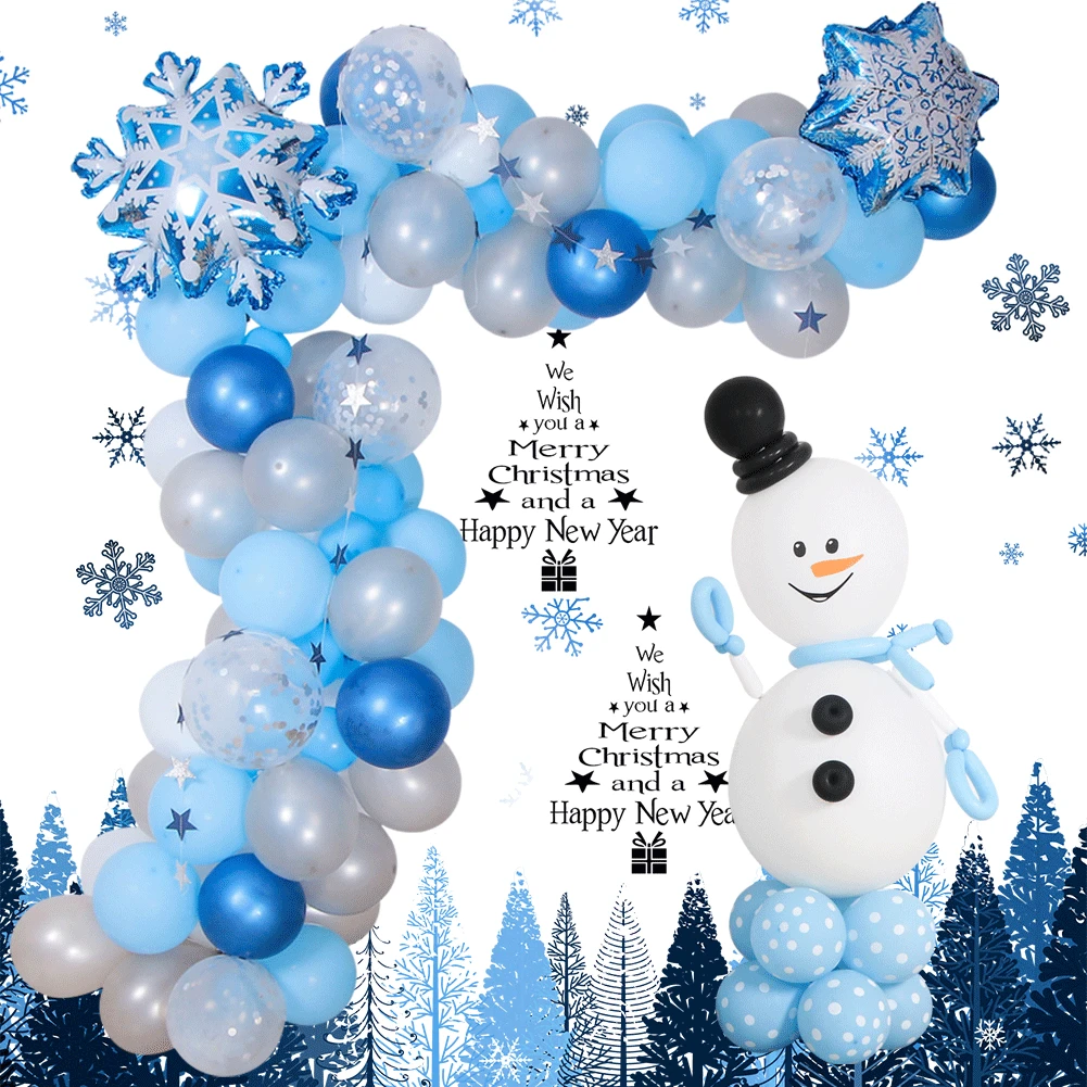 

Snowflake Balloon Garland Arch Kit 90pcs Balloons for Winter Wonderland Holiday Christmas Baby Shower Birthday Party Decorations