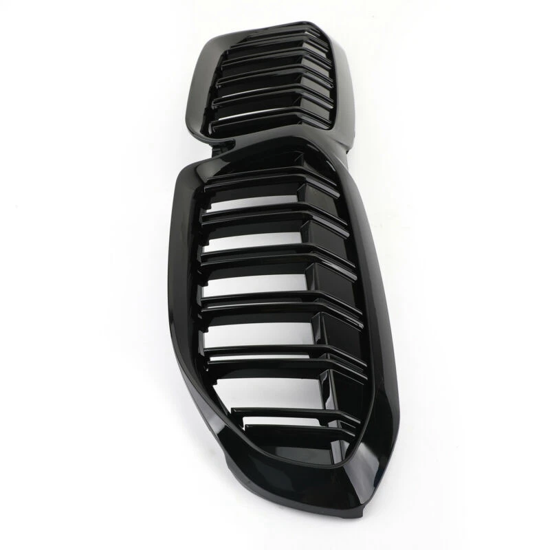 

1Pair Car Styling Front Bumper Hood Double Slat Kidney Grille Racing Grille Replacement for BMW G20 3-Series 2019 Glossy Black