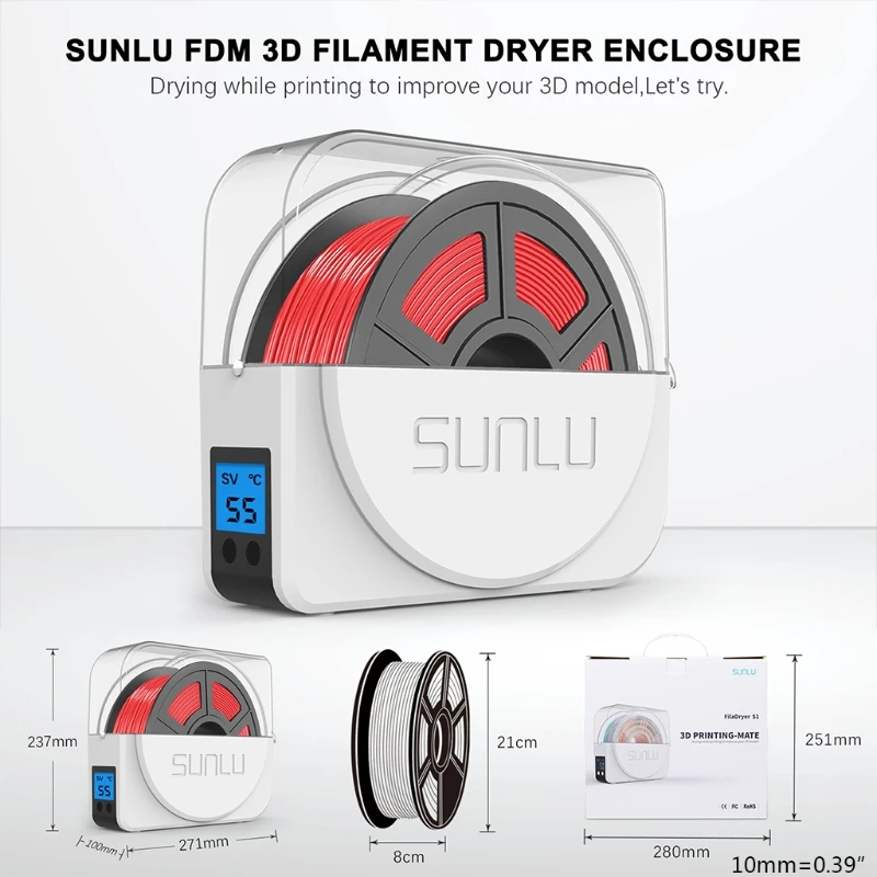 

Filament Dryer Storage Box 3D Printer Dry Box Moisture-proof with Timer Function