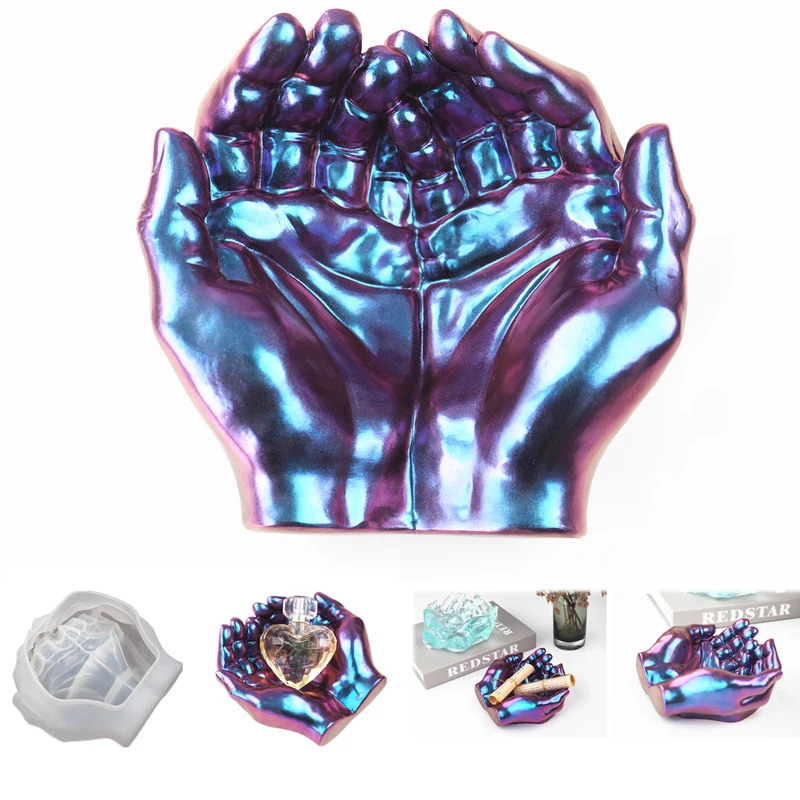 3D пепельница в форме обеих рук формы для эпоксидной смолы DIY Искусство Кристалл