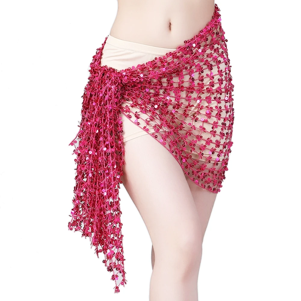 

Women Belly Dance Hip Scarf Sequin Tassels Triangle Tribal Wrap Skirt Waist Chain for Women