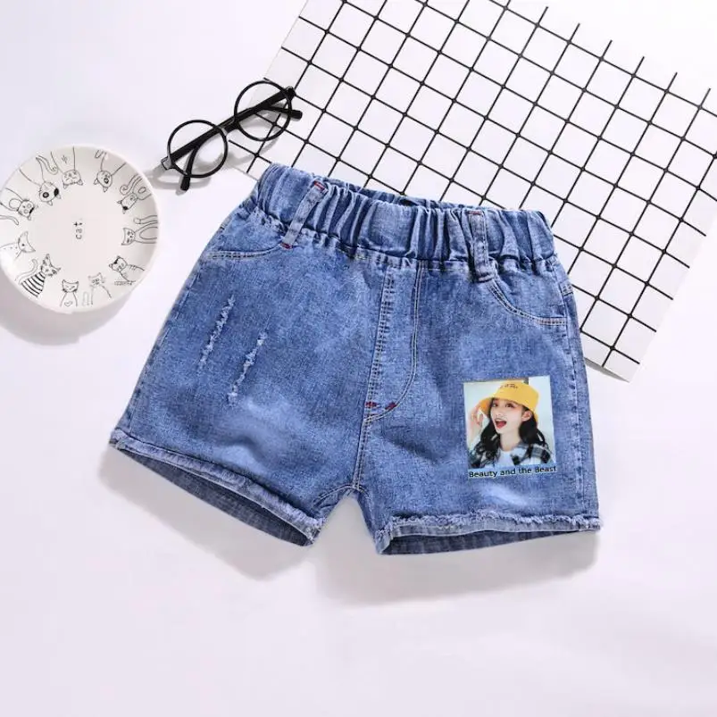 Джинсовые шорты для девочек летние детские короткие штаны с героями