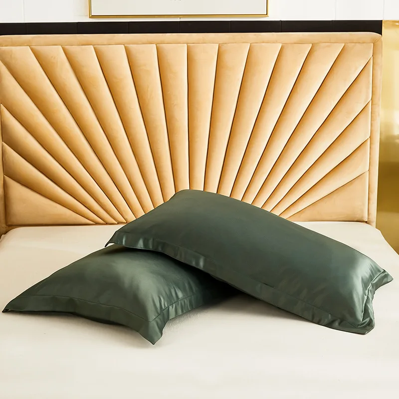 

Summer Silk Pillowcase-one Pair-dark Green White Decorative Pillows Pillow Cover Silk Pillowcase Pillow Covers Fall Decor