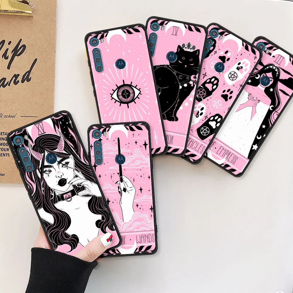 

Smartphone Case for Motorola Moto G9 Play One Fusion Plus Soft Cover G8 Power Lite Ultrathin Coque The Lovely Omens Tarot Deck
