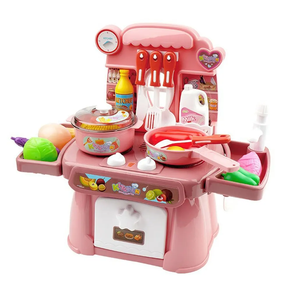 

18 Pcs Simulation Kitchen Play House Female Girl Toy Cooking Utensils 2 Children's Set Simulated Oven Toy Gift