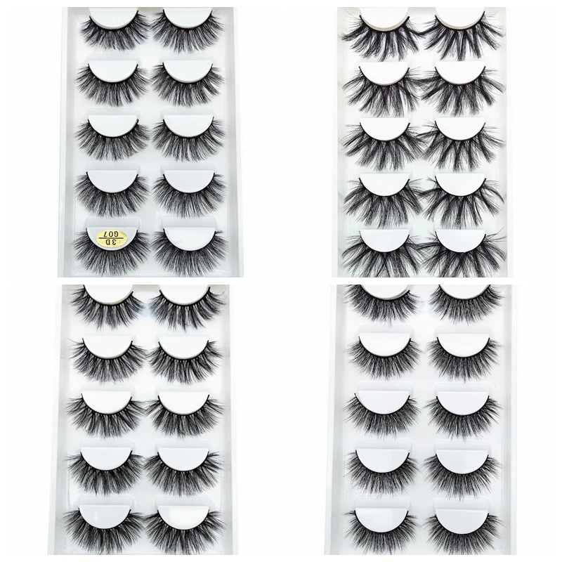 5 пар 3D ресницы норка натуральные тонкие накладные толстые и грязные