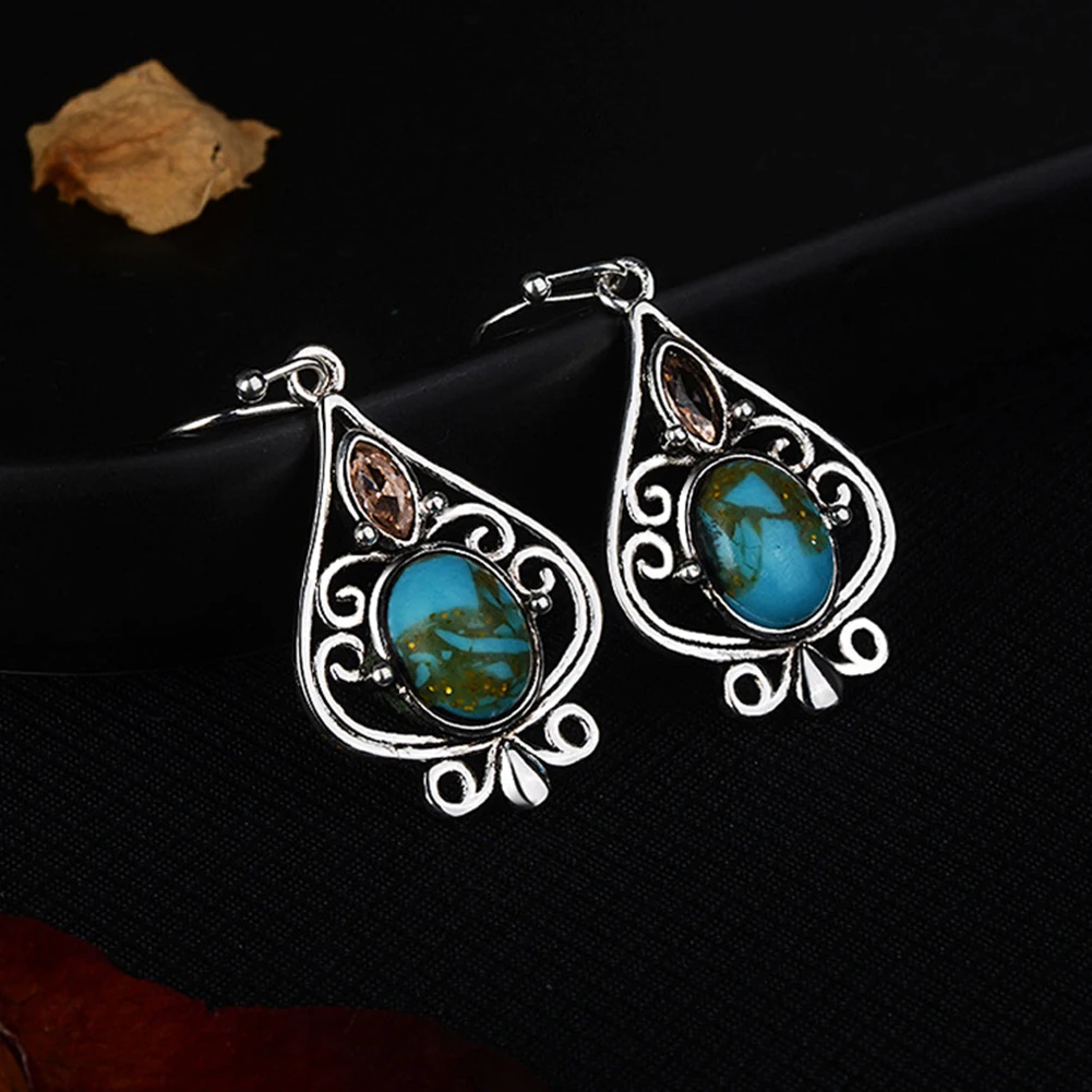 Женские винтажные резные серьги ювелирная имитация опала вечерние подарочные