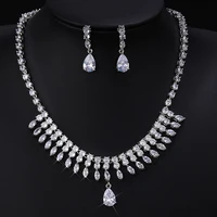 juwang bridal earrings necklace jewelry sets for women bling cubic zircon wedding tennis chain statement bijoux jewelry gift