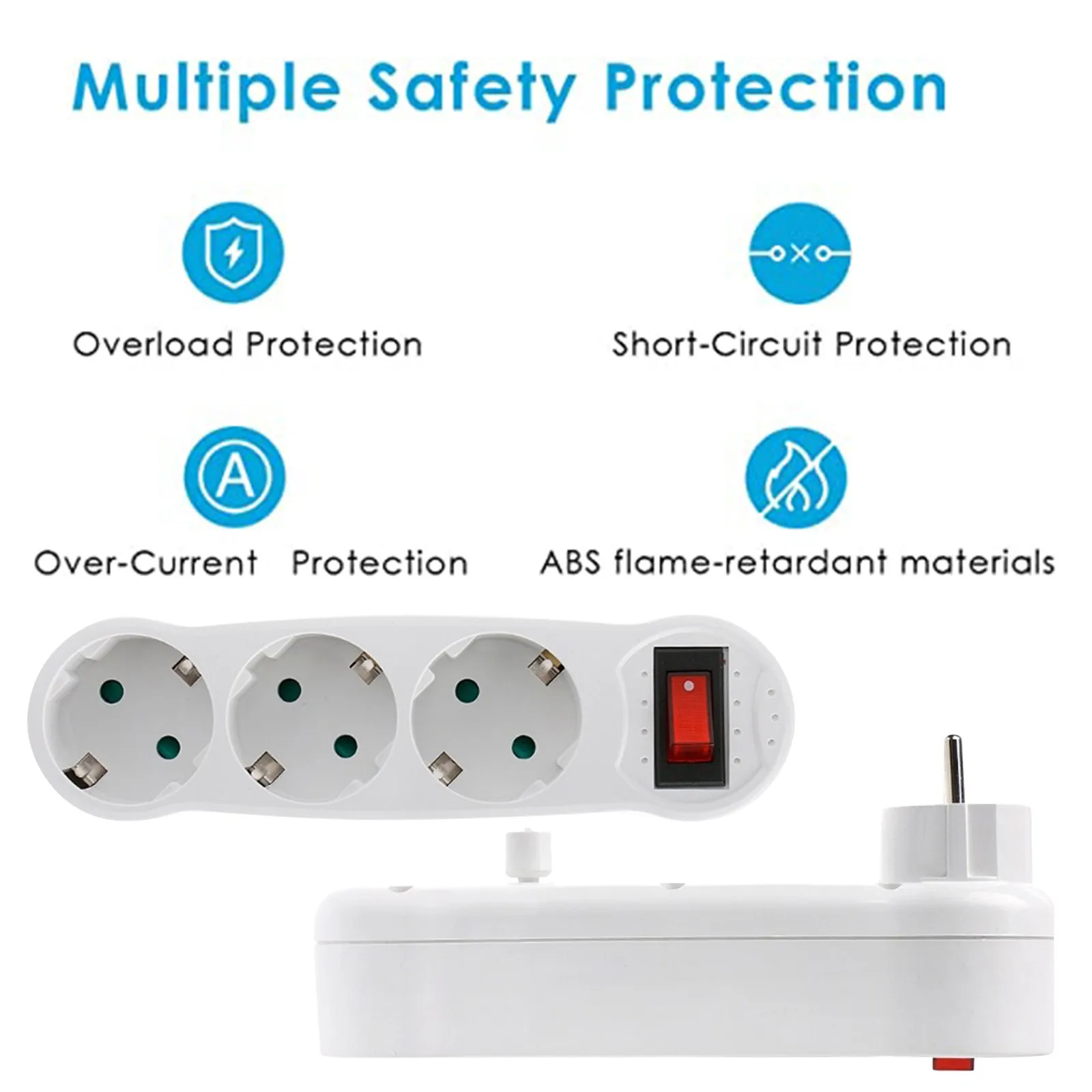 European Standard Three Socket 2 Round Plug 3 Hole With Switch On Off Wall Charger Adapter Power For Home Tool #20 |