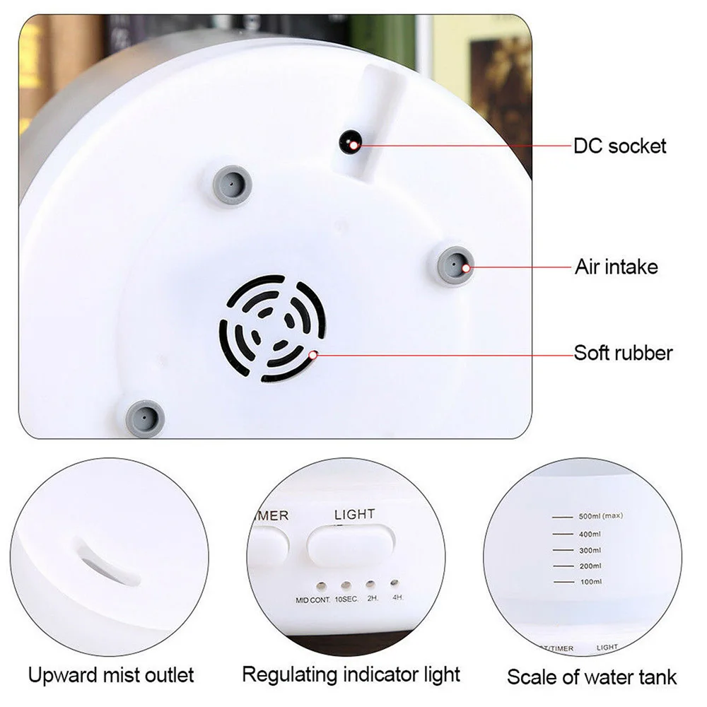 500 мл увлажнитель воздуха диффузор масла ароматерапия машина ультразвуковой
