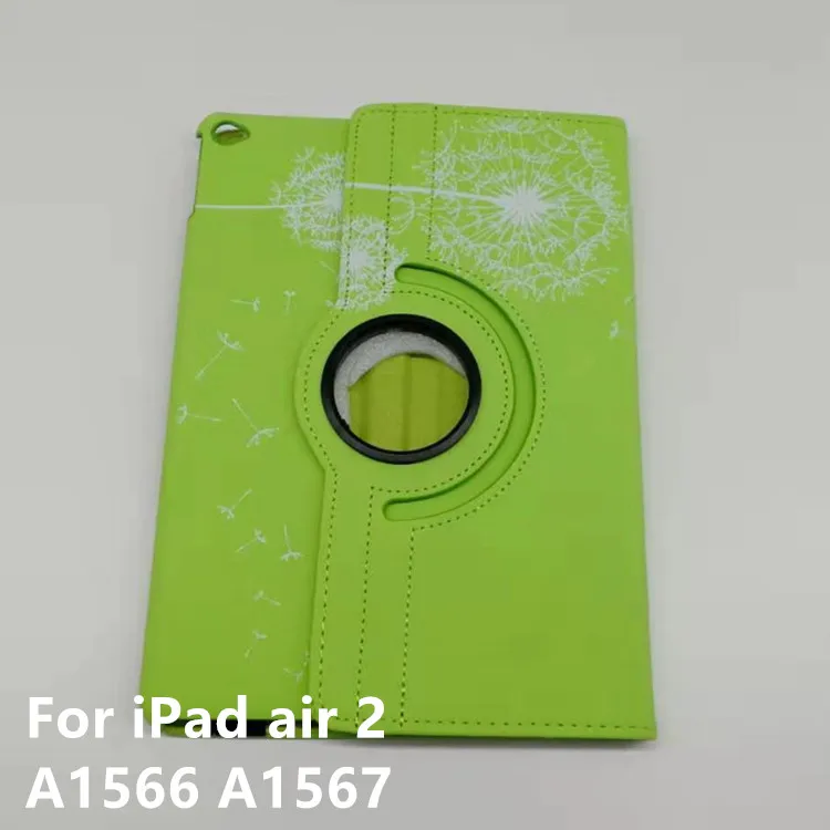 360 Вращающийся чехол с принтом для apple ipad 9,7 чехол с одуванчиком для ipad Air 2 подставка с цветком - Цвет: Green ipad air 2