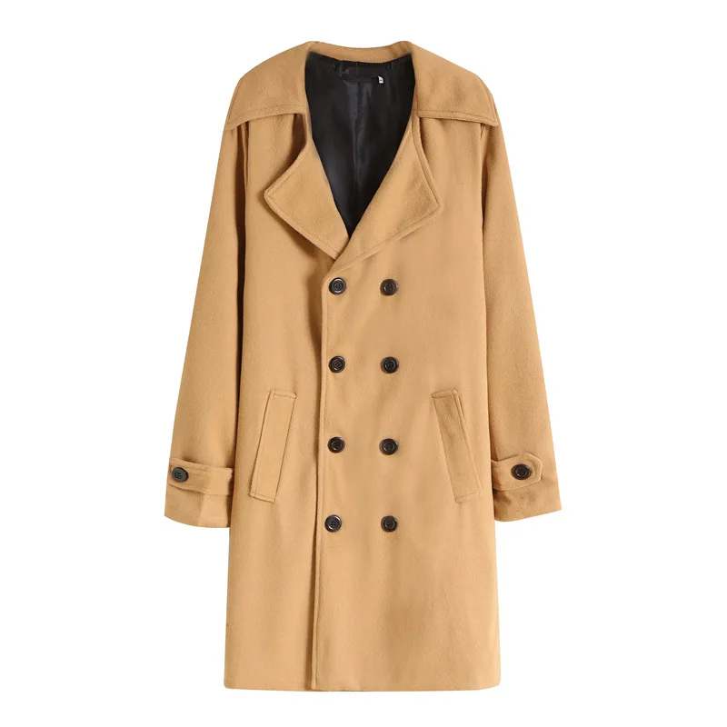 

Khaki Winter Trench Coats Men Casual Slim Warm Long Mens Jacket Oversized Double Breasted Korean Style Windbreaker Overcoat