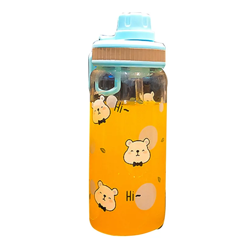 Симпатичный медведь соломенные стеклянные весы для студентов прозрачная чашка