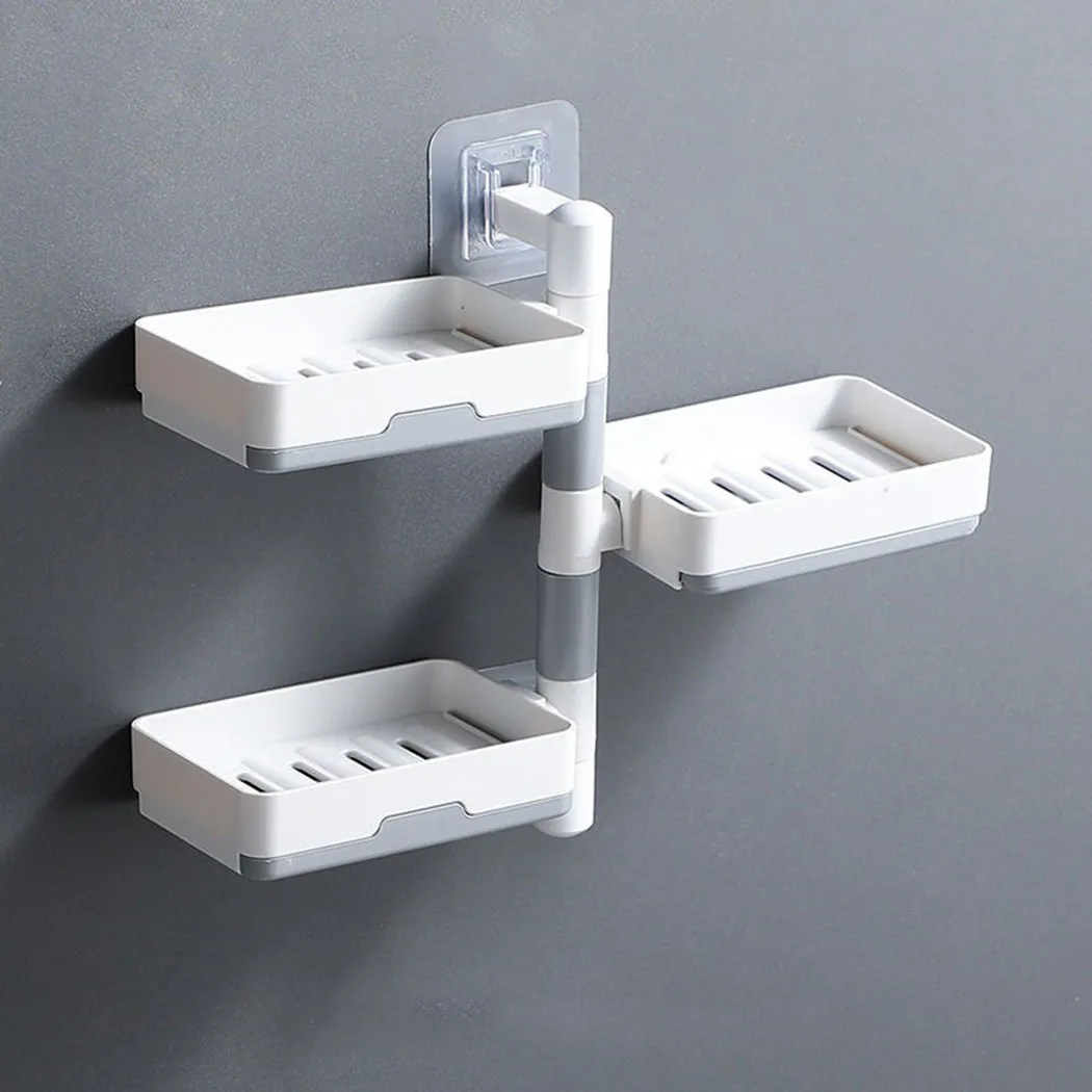 

1* Multi-layer Soap Hole-Free Rotatable Soap Box Draining Bathroom Kitchen Holder 2021 New High Quality