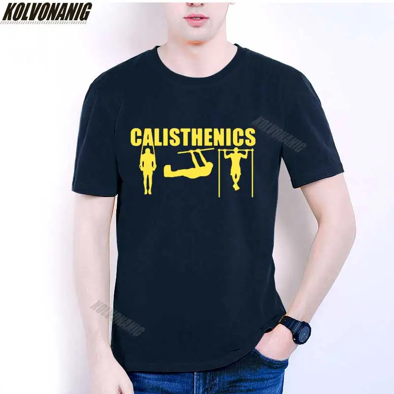 

Calisthenics Printed T-Shirt Mens Summer Harajuku Cotton O-Neck Short Sleeve Bodybuilding Sports Graphic T Shirts Tee Tops