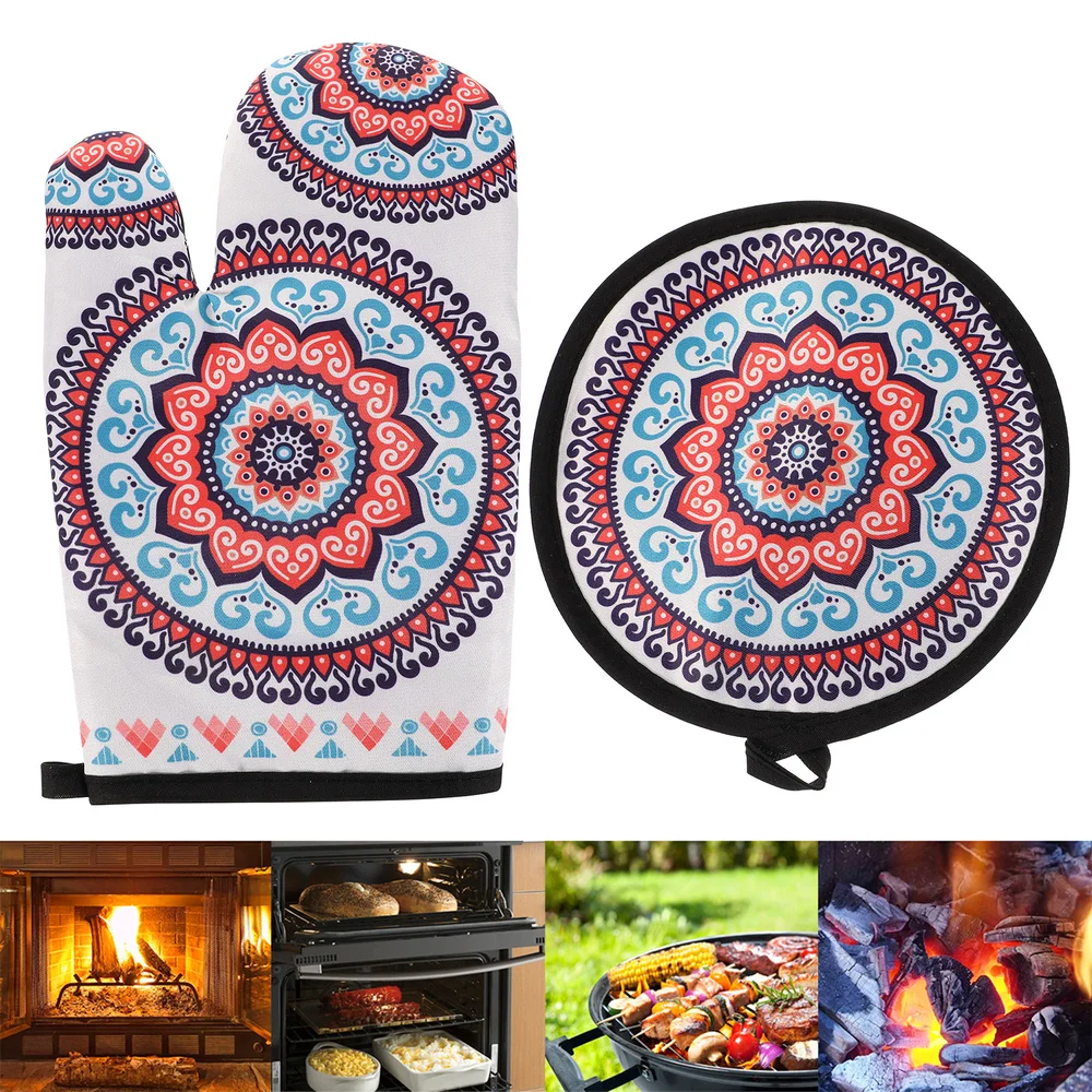 

1 Set Oven Mitts and Pot Holder Set Premium Heat Resistant Non Mat