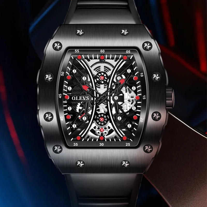 

OLEVS Sports Trend Quartz Watch for men Wine barrel Rubber Circle 30 m Waterproof Night Light Men's Watch reloj hombre