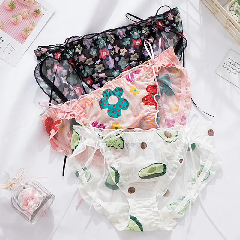 Женские трусики нижнее белье с рисунком клубники каваи авокадо|Женские трусики| |