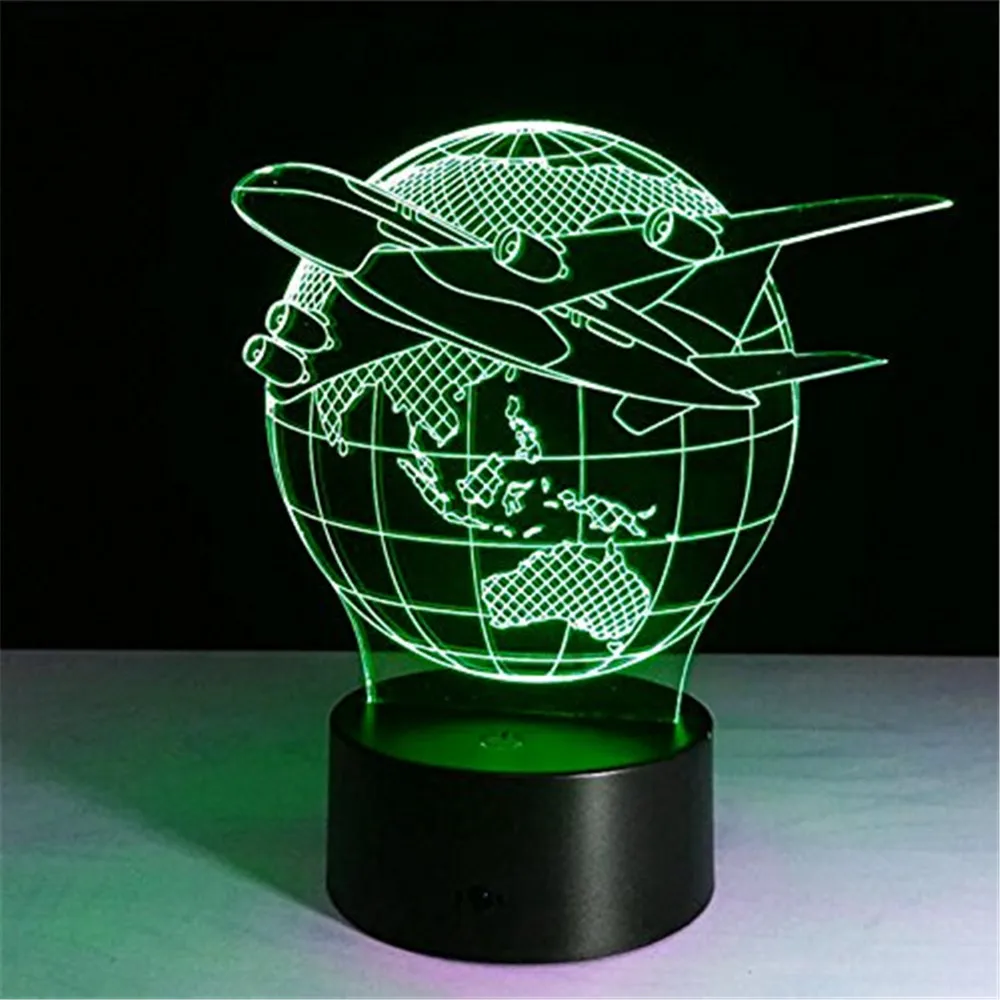 

Aircraft Globe Earth 3D Night Light 16Colors Change LED Remote Control Tablet Desk Lamp Toy Gift