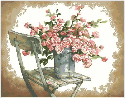 

MM High Quality Lovely Counted Cross Stitch Kit Roses on White Chair Rose Flower Flowers Dim 35187