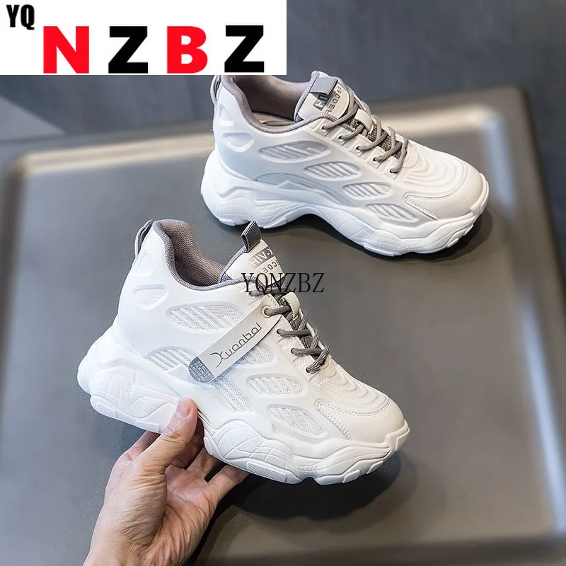 

2021 Women Chunky Sneakers Fashion Spring New Platform Shoes Woman Breathable Mesh White Sneakers Lace-up Women Casual Shoes