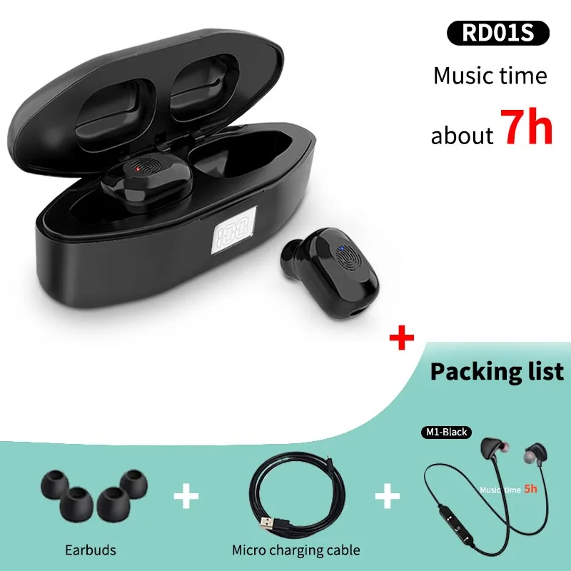 RD01S FBYEG XG15 настоящие беспроводные наушники, Bluetooth наушники, спортивные наушники для телефона с зарядной коробкой, игровая гарнитура с микрофоном - Цвет: RD01S