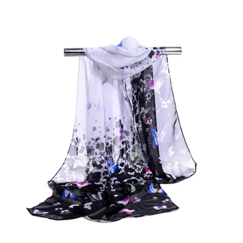 

Women Flower Print Chiffon Scarf Summer Thin Long Beach Sunscreen Silk Scarves Shawl Butterfly Wraps Foulard Hijab Stole N82
