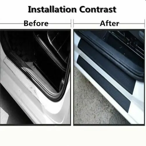 Черная наклейка из углеродного волокна Накладка на порог Защитная панель|Обивка