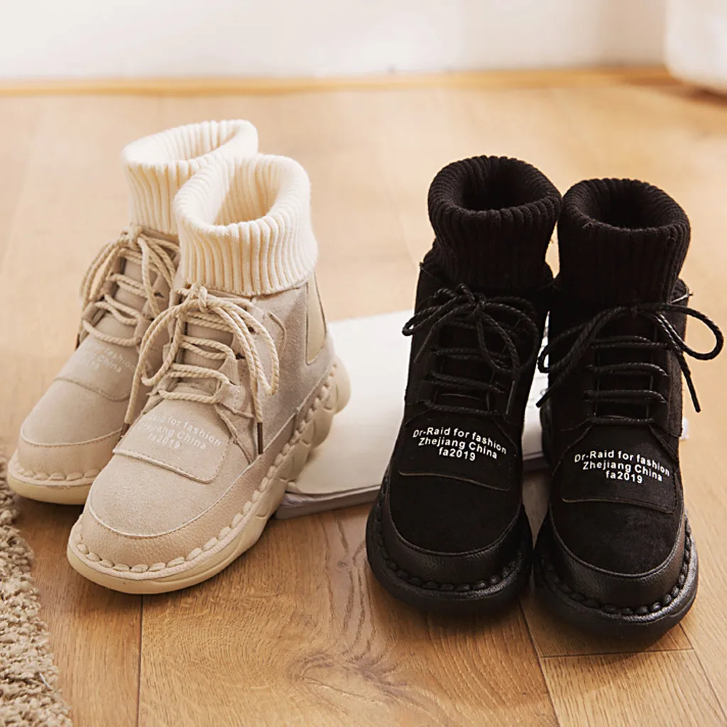 

Женские ботинки, зимняя теплая Повседневная обувь, женские короткие плюшевые ботинки с круглым носком на плоской подошве, однотонные Неско...