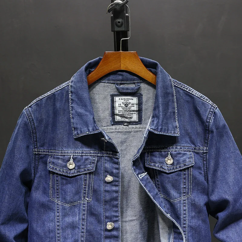 Куртка для мужчин Сезон весна осень Синие джинсовые куртки джинсы модные