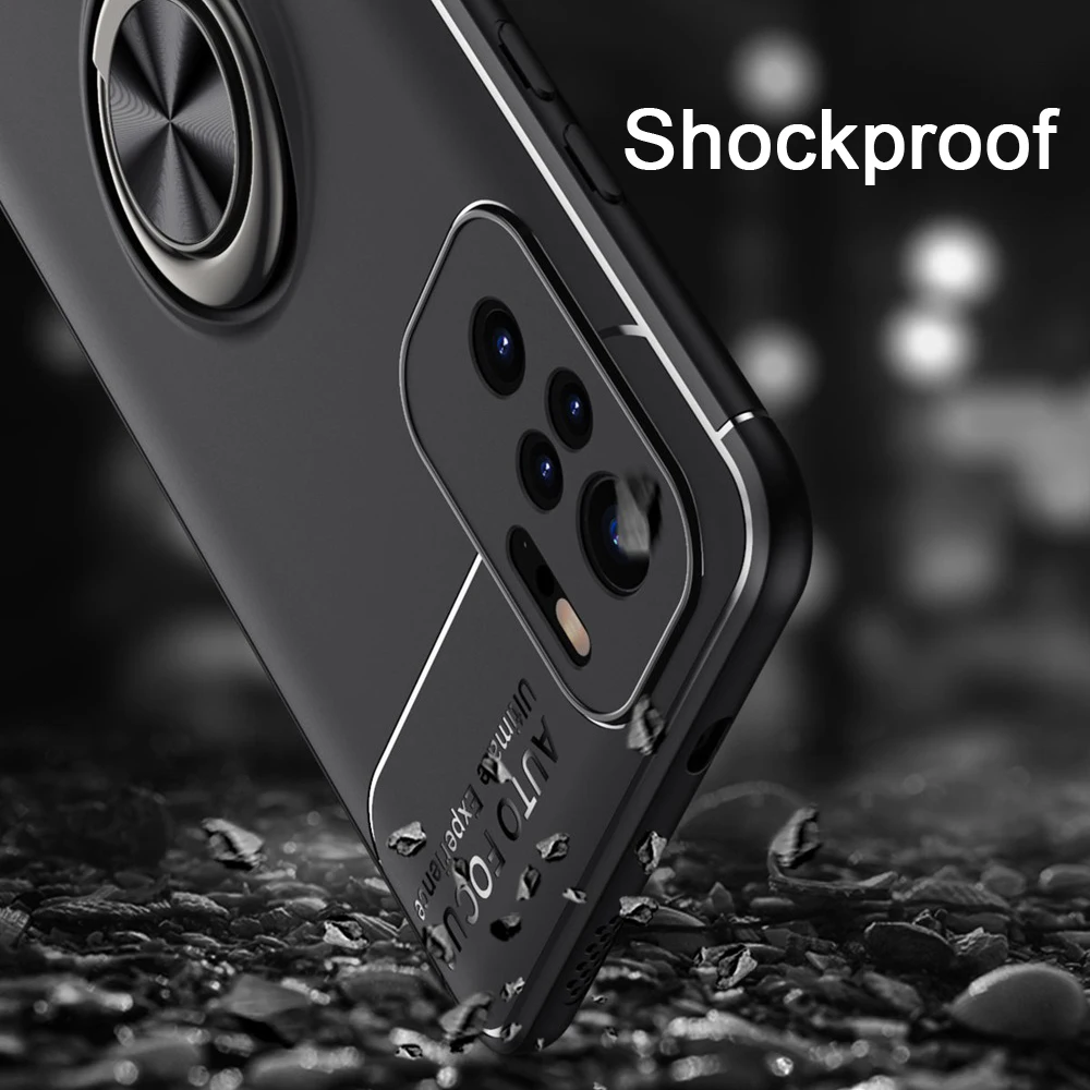 KEYSION Shockproof Phone Case for Redmi Note 10 10 Pro 5G Silicone Ring Stand Phone back cover for Xiaomi Redmi Note 10 Pro Max