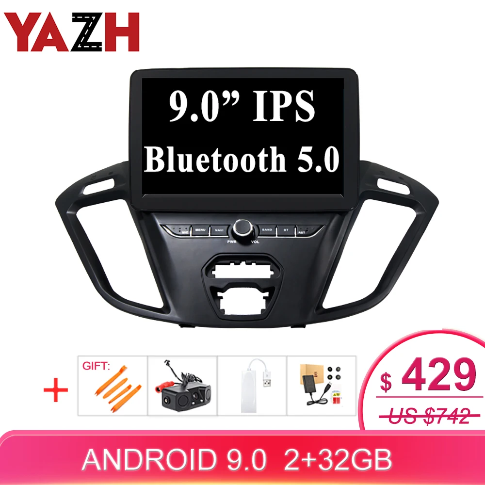 YAZH Android 9 0 Pie Автомобильный GPS навигатор мультимедиа для Ford Tourneo/ Transit 150/205/350/350HD