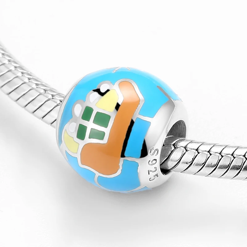 Шармы из серебра 925 пробы с синей эмалью подходят для браслетов пробы|Ювелирные