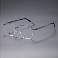 new denmark brand 7423 titanium glasses men screwless reading eyeglasses half rim prescription lightweight eyewear eyebrow frame