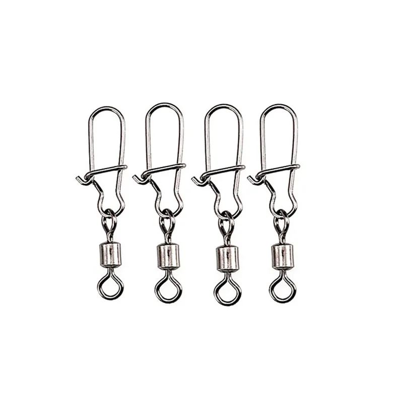 

10PC Pike Fishing Accessories Connector Pin Bearing Rolling Swivel Stainless Steel 8-Shape Loop Snap Fishhook Lure Swivel Tackle