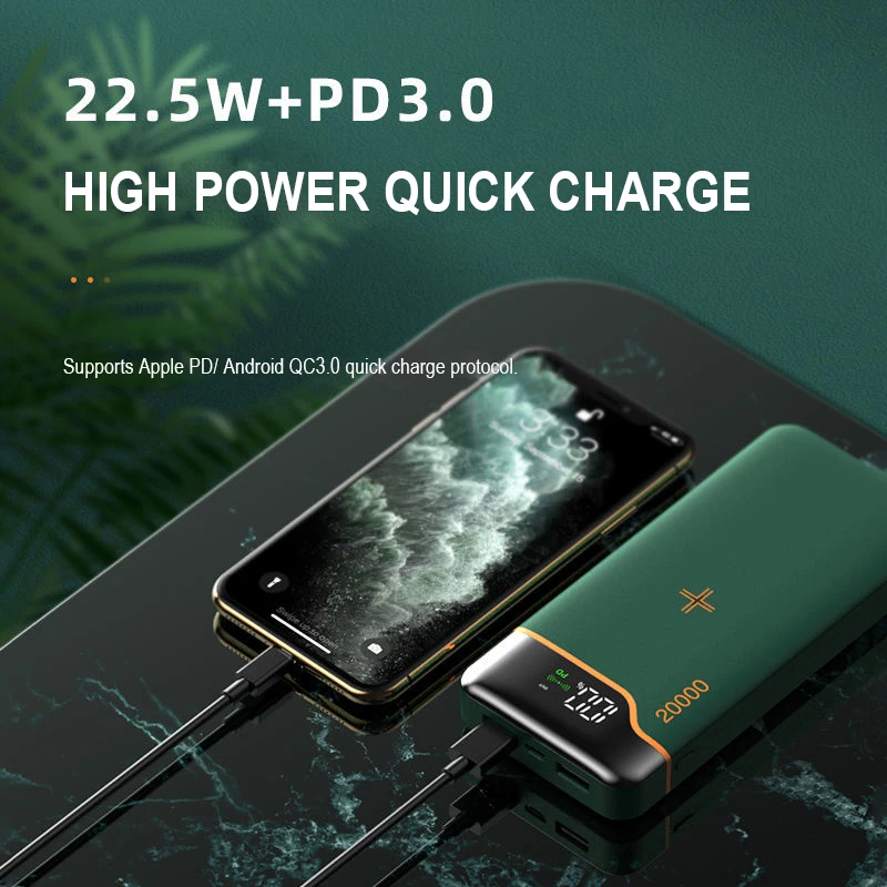power bank 20000mah 22 5w super fast charging15w wireless charging powerbank external battery portable charger auxiliary battery free global shipping