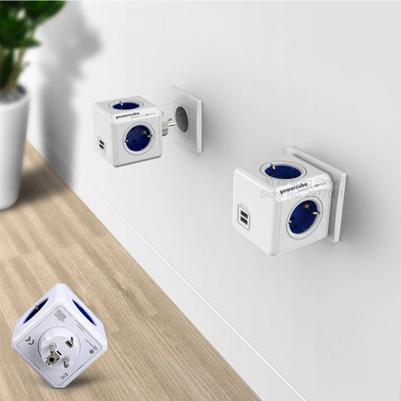 Allocacoc умный дом Электрический адаптер plug Разъем питания ЕС Plug сетевой шнур USB порты путешествия расширение Multi перешли разъем