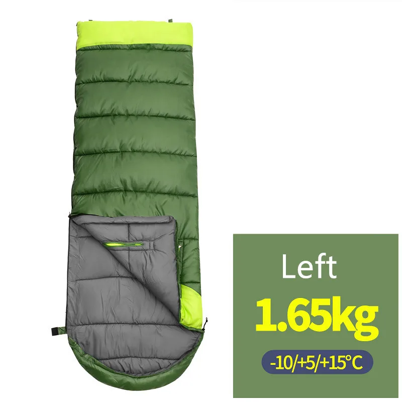 Green 1.65kg (Left) Водонепроницаемый дорожный спальный мешок на молнии, ветронепроницаемый конверт для путешествий, походный мешок для путешествий на открытом воздухе Hikin - Цвет: Green 1.65kg (Left)