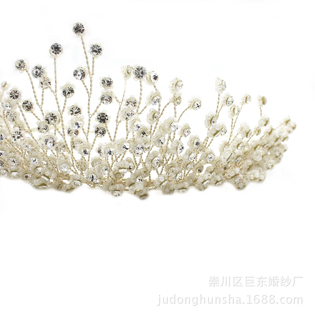 

Le Liin Handmade Crystal Pearl Bride Tiara Bridal Crown Wedding Hair Jewelry