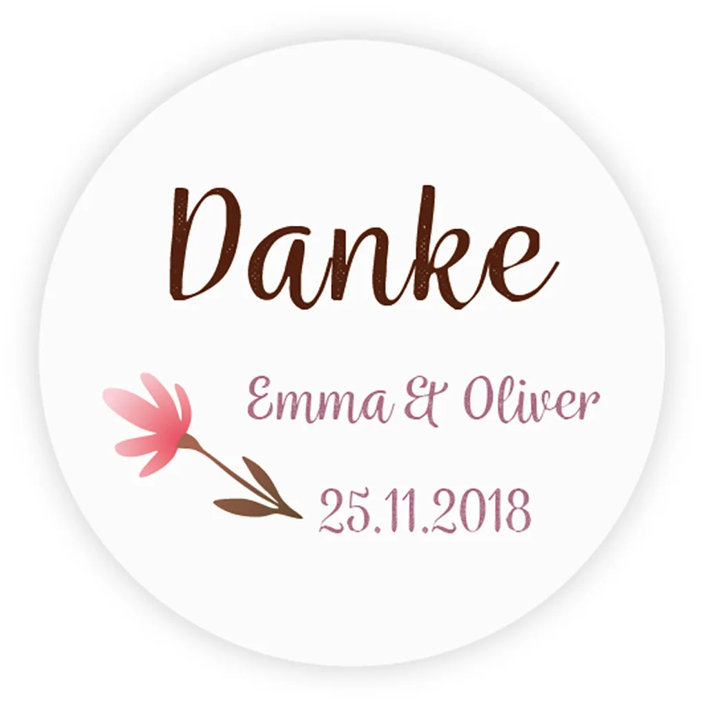 

DouxArt 100 Pieces Custom Personalized, Danke Wedding Stickers, 40mm Wedding Baptism Communion Labels Envelopes Seals P124