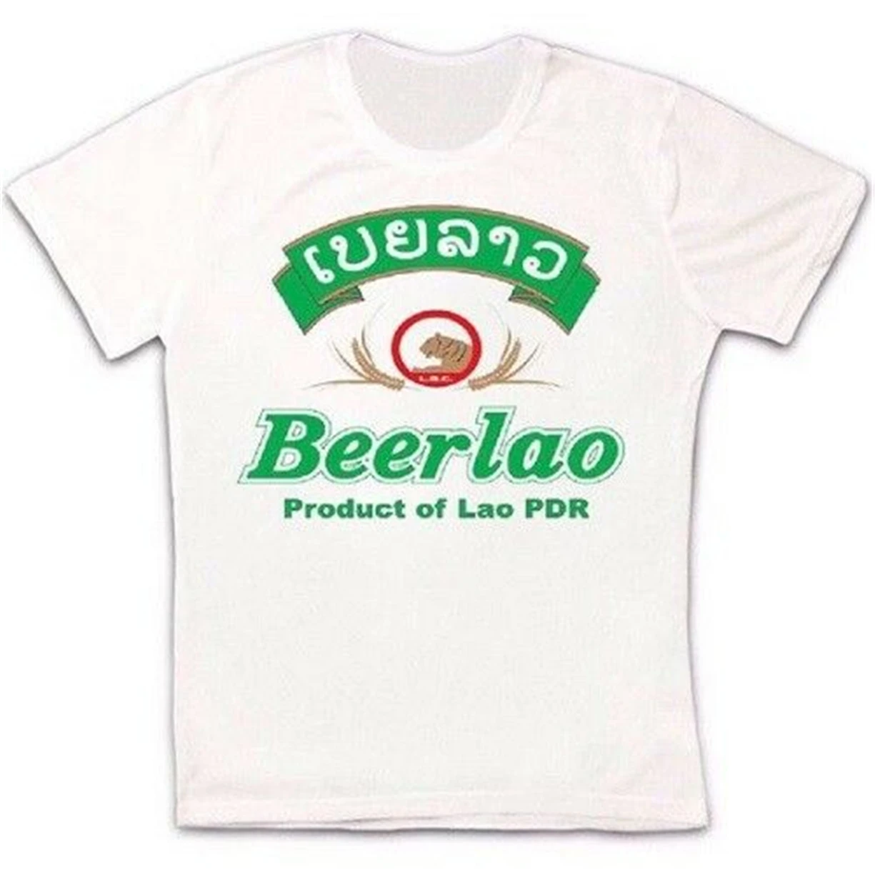 Beerlao Beer Laos Asia Ретро винтажная хипстерская футболка унисекс 322 Винтажная с круглым