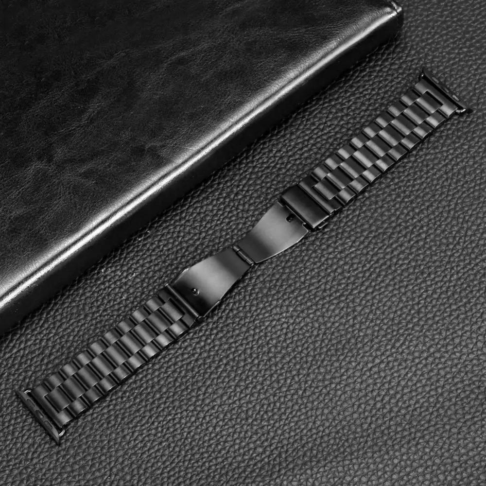 Черный ремешок для часов 38 мм 42 из нержавеющей стали|Ремешки часов| |